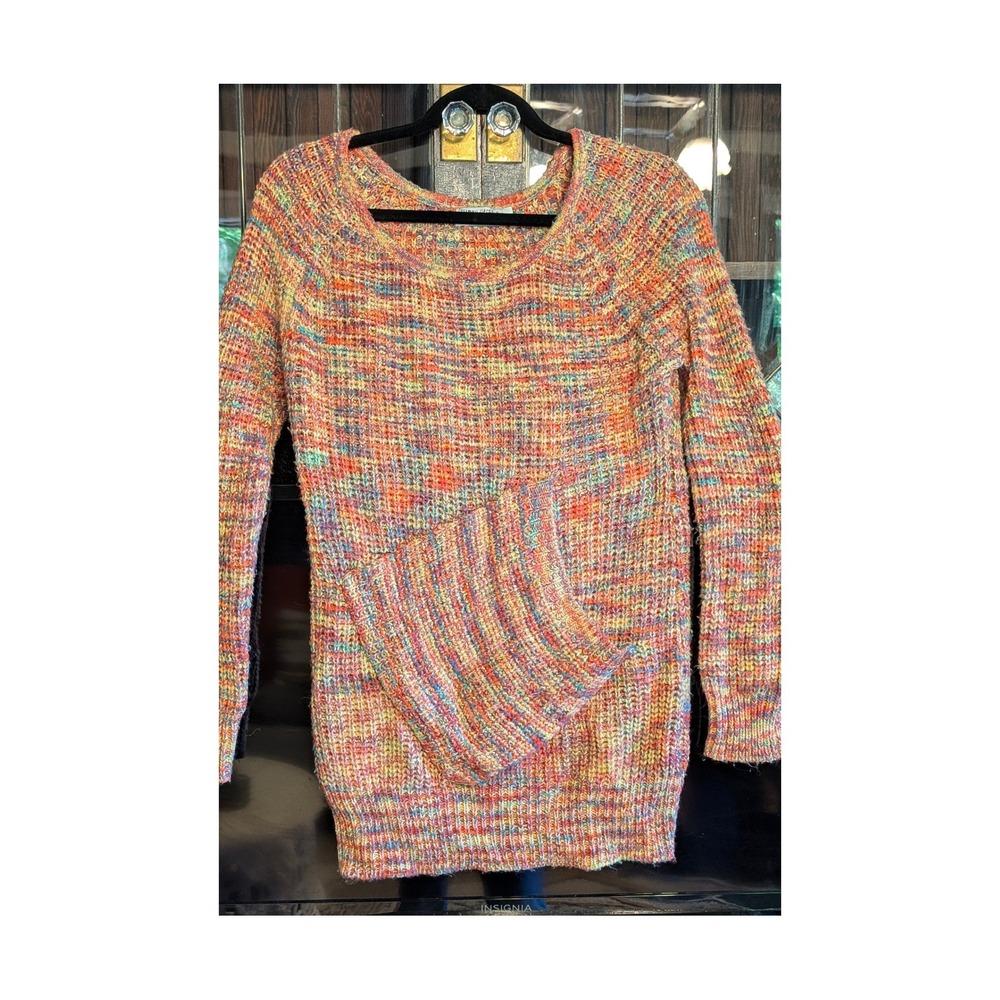 Funky People Multicolor Space Dye Knit Sweater Front Pocket Womens S Boho artsy